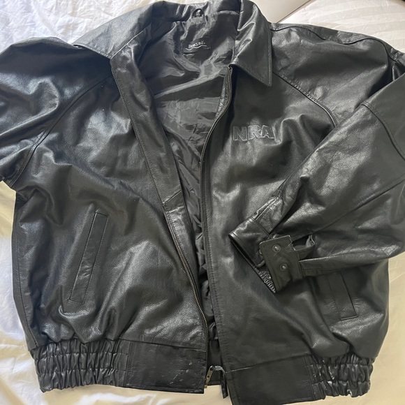 Vintage leather NRA Bomber Jacket - Picture 2 of 4